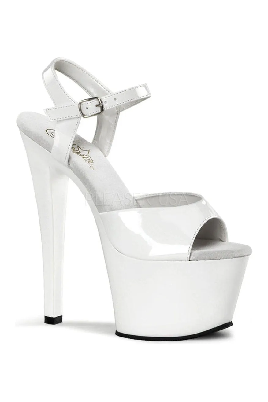 SKY-309 Platform Sandal  | White Patent