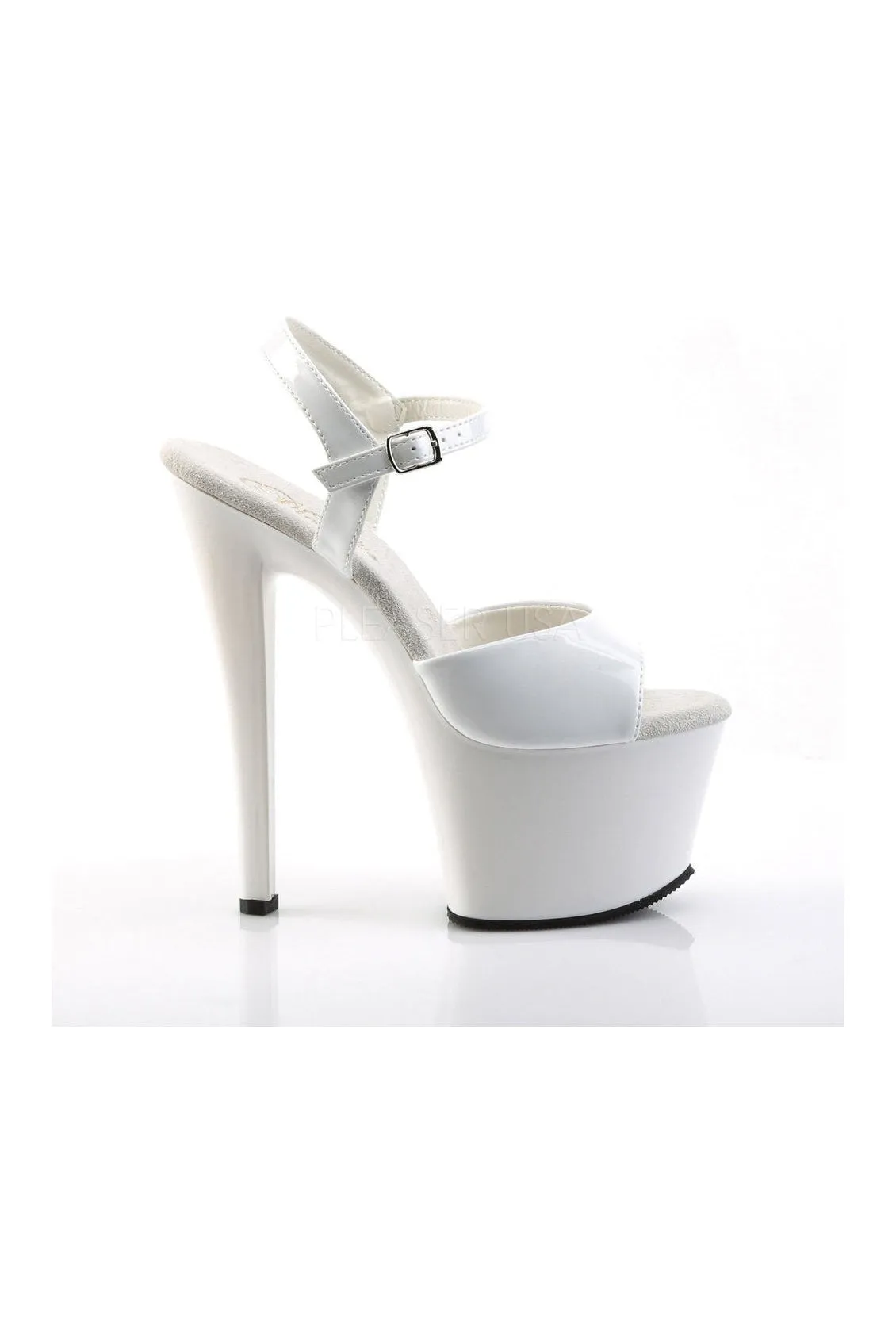 SKY-309 Platform Sandal  | White Patent