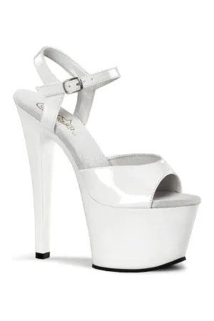 SKY-309 Platform Sandal  | White Patent