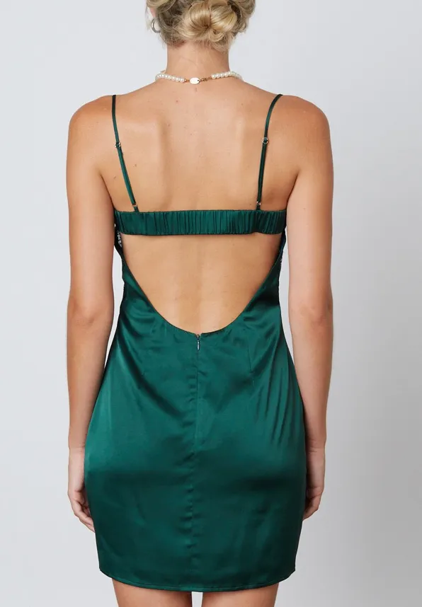 Sleeveless Satin Underwire Mini Dress