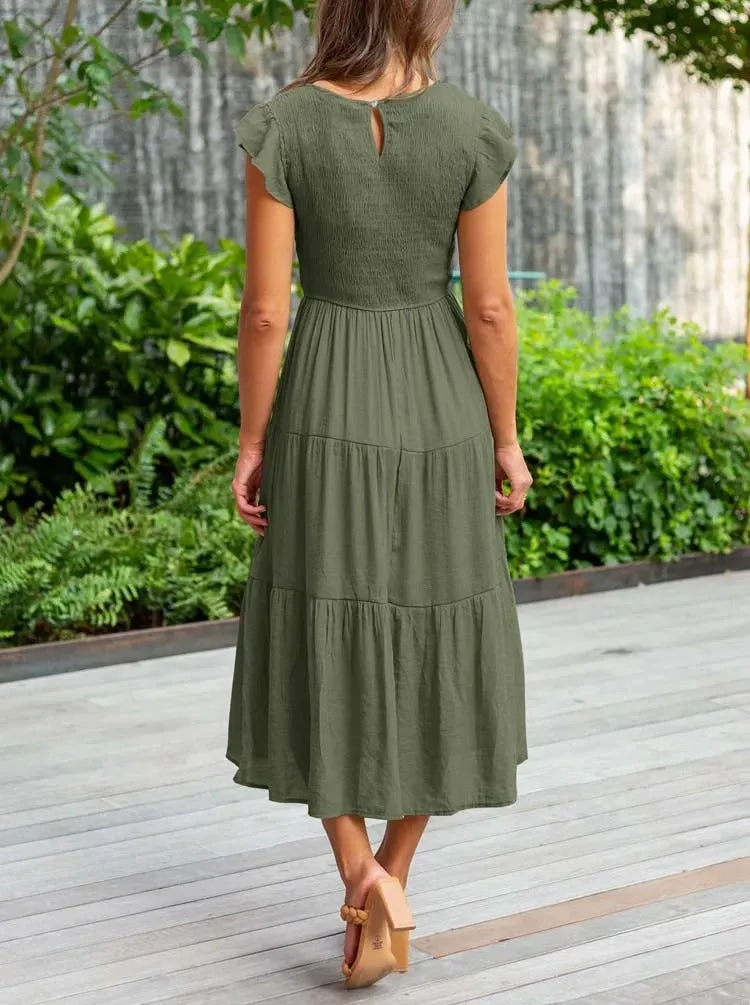 Smocked Midi Dress | Flowy & Elegant Design