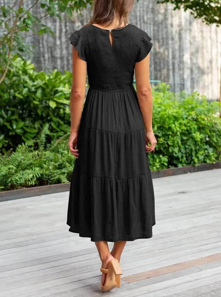 Smocked Midi Dress | Flowy & Elegant Design