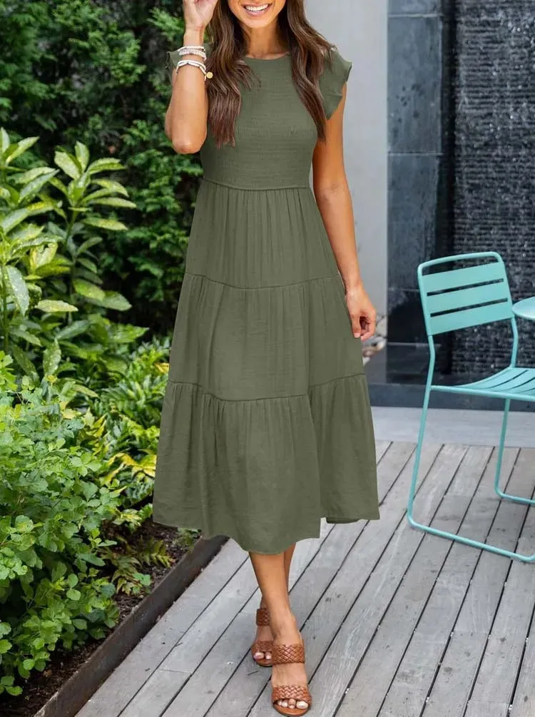 Smocked Midi Dress | Flowy & Elegant Design
