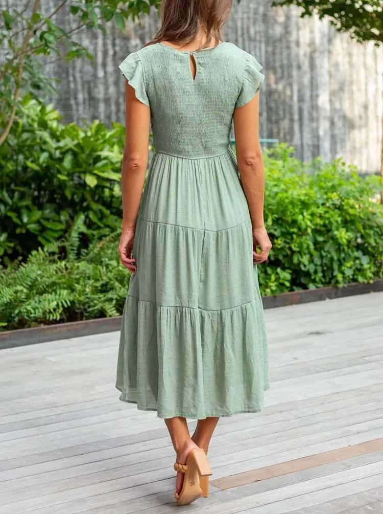 Smocked Midi Dress | Flowy & Elegant Design
