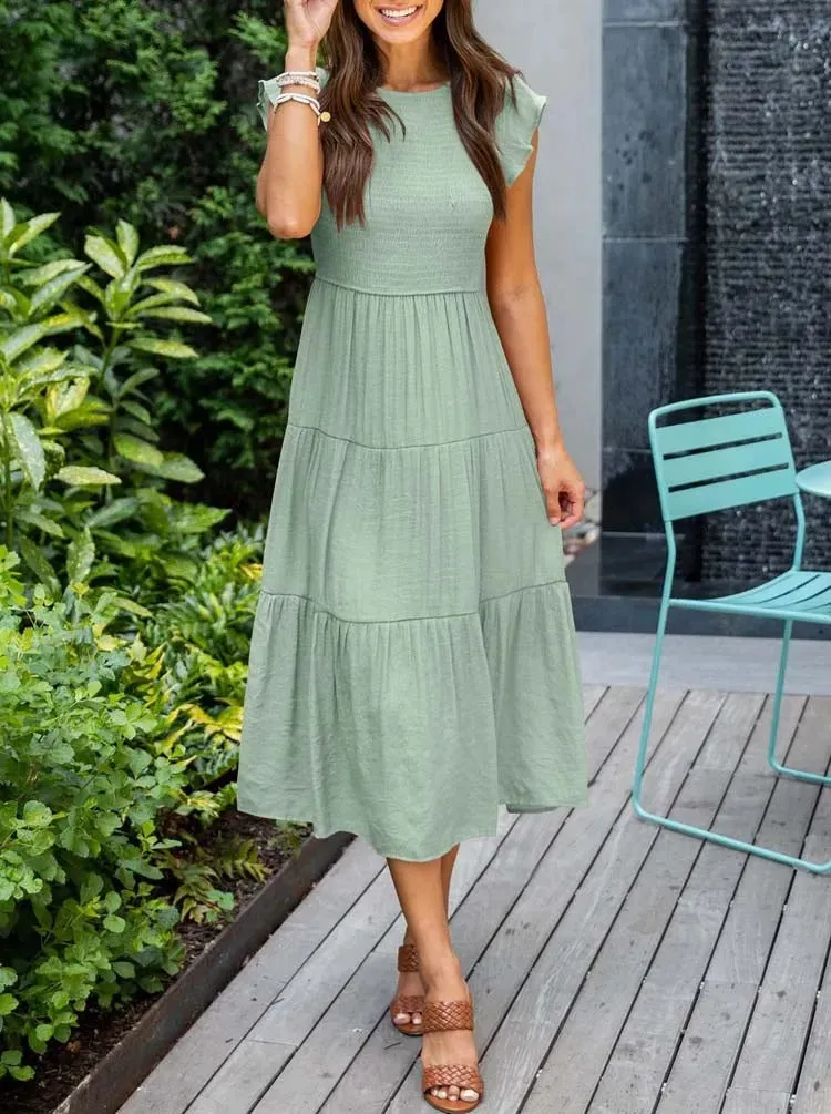 Smocked Midi Dress | Flowy & Elegant Design