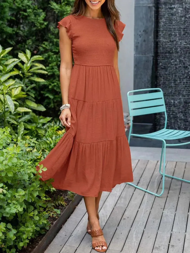 Smocked Midi Dress | Flowy & Elegant Design