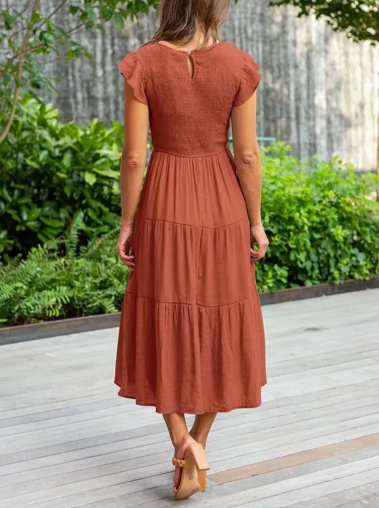 Smocked Midi Dress | Flowy & Elegant Design