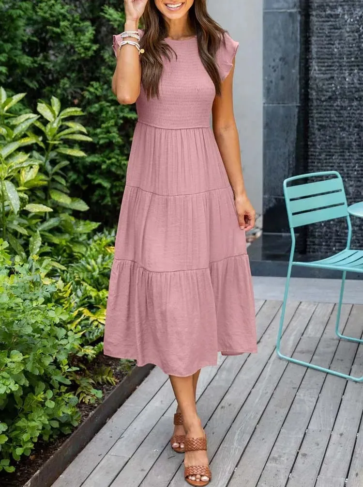 Smocked Midi Dress | Flowy & Elegant Design
