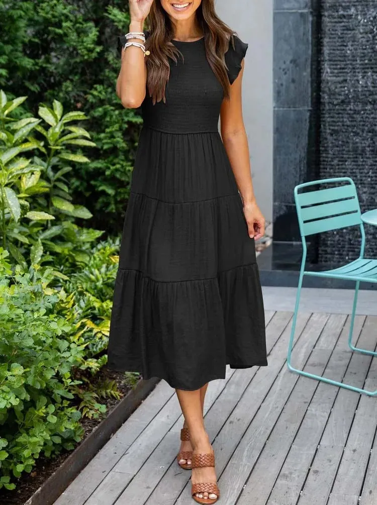 Smocked Midi Dress | Flowy & Elegant Design