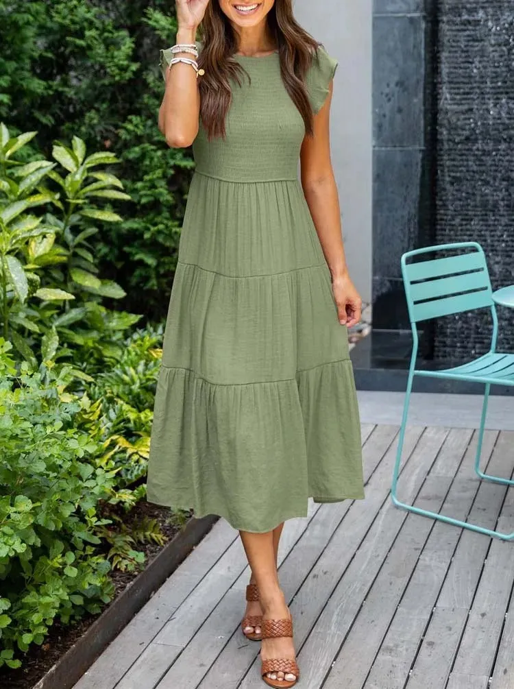 Smocked Midi Dress | Flowy & Elegant Design