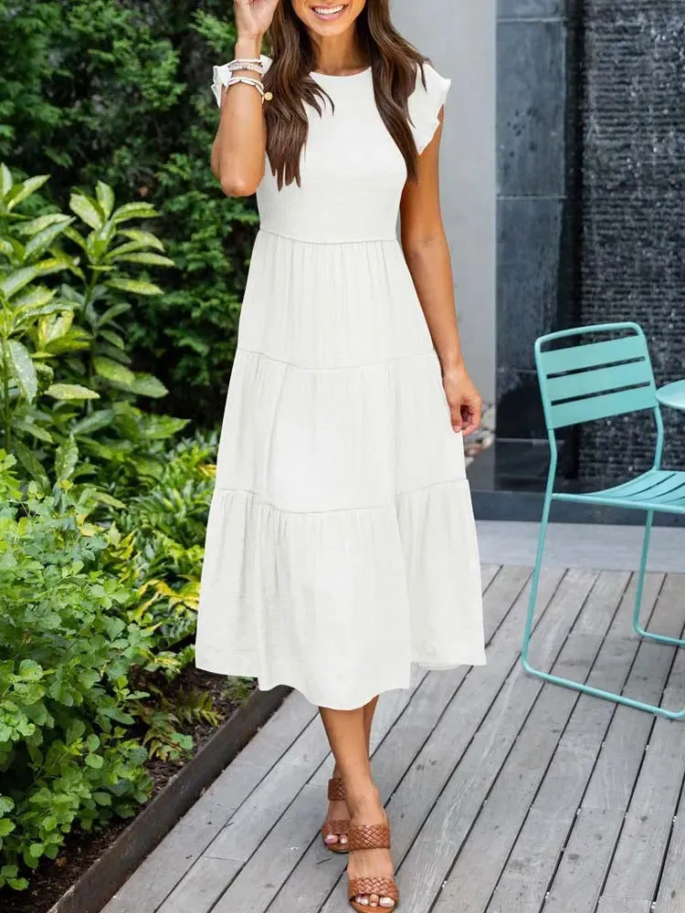 Smocked Midi Dress | Flowy & Elegant Design
