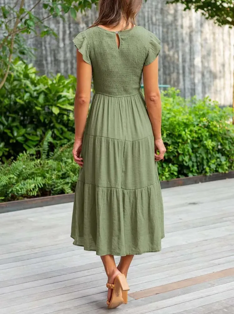 Smocked Midi Dress | Flowy & Elegant Design