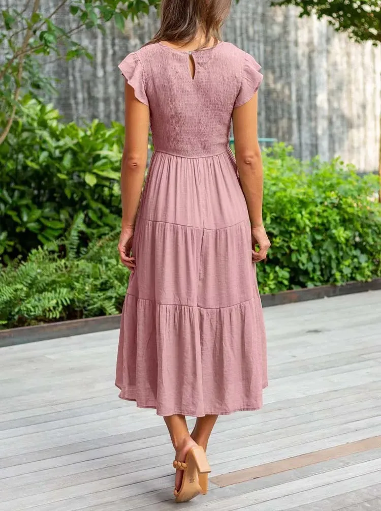 Smocked Midi Dress | Flowy & Elegant Design