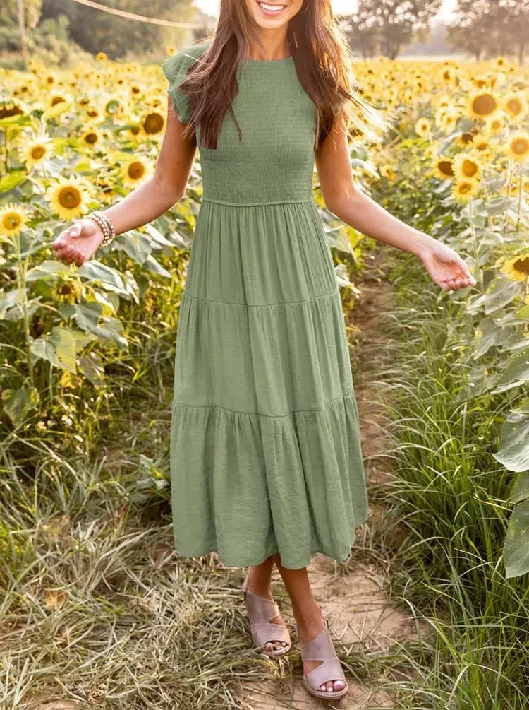 Smocked Midi Dress | Flowy & Elegant Design