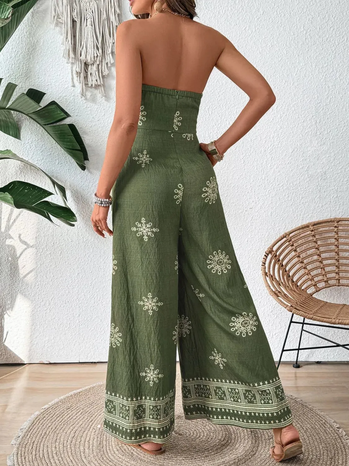 Starlit Stroll Tube Jumpsuit – Printed Wide-Leg Soft Luxe Fit