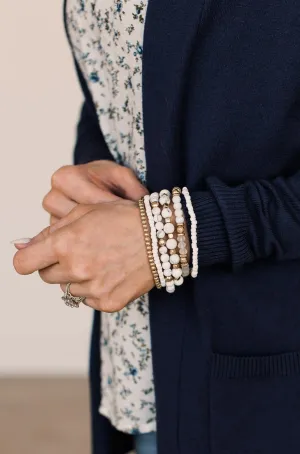 Staying Chic Beaded Bracelet Set- White