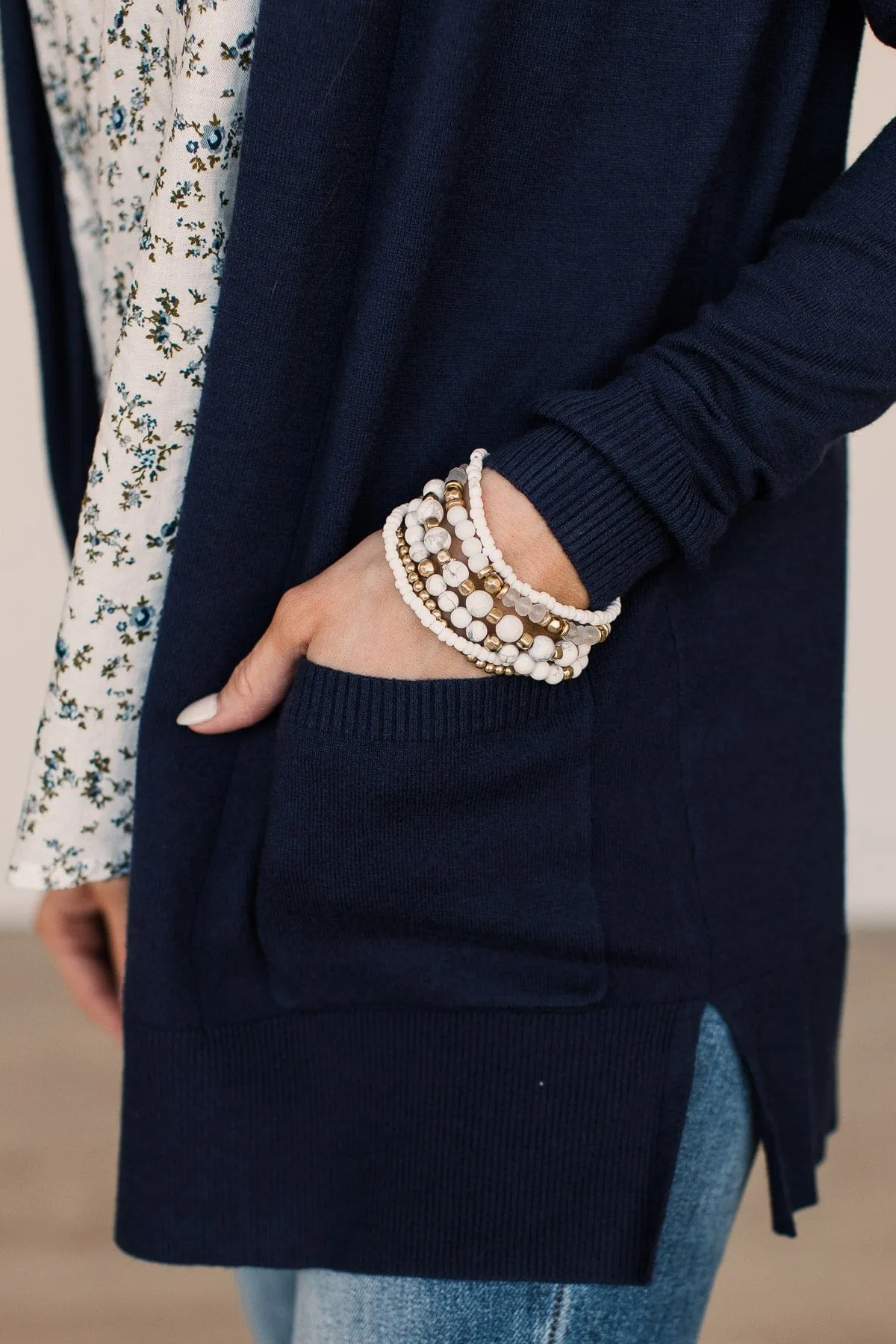 Staying Chic Beaded Bracelet Set- White