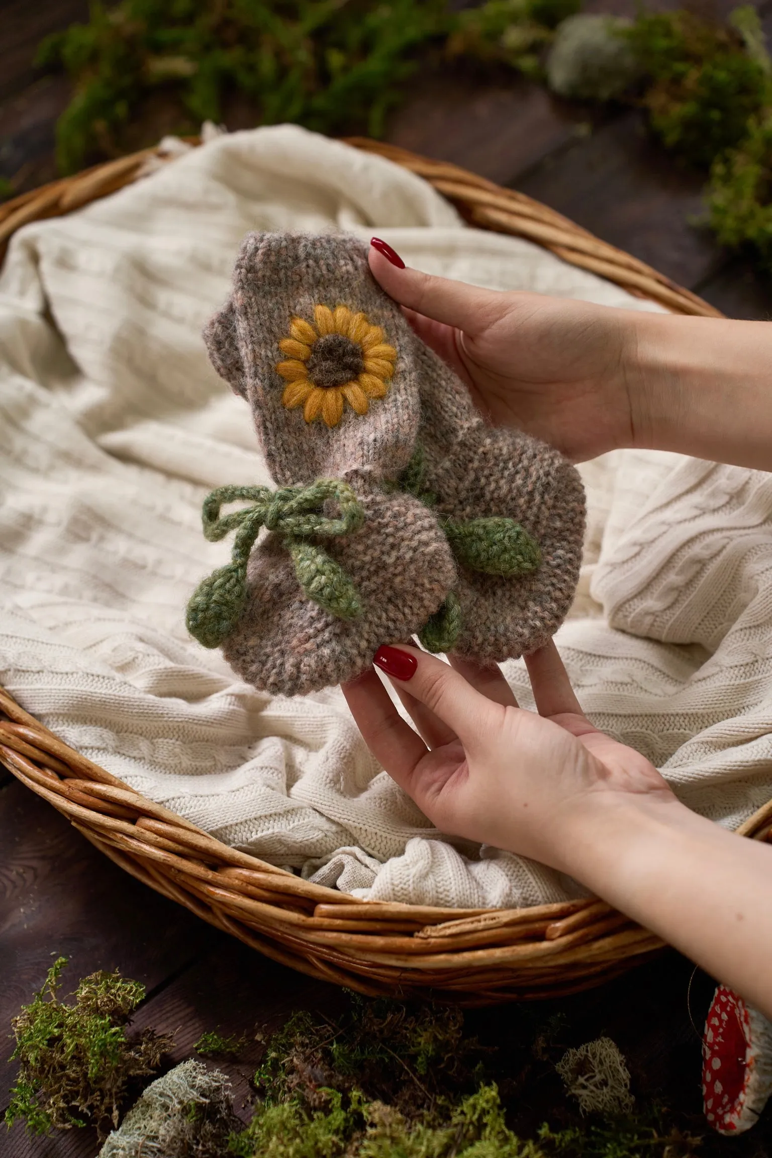 Sunflowers Booties | Beigebrown
