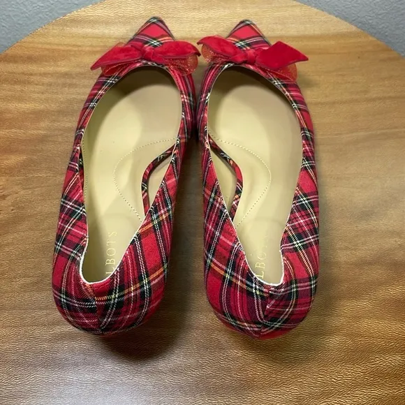 TALBOTS SYLVIE BOW KITTEN HEEL PUMPS TARTAN PLAID Women’s Size 10M
