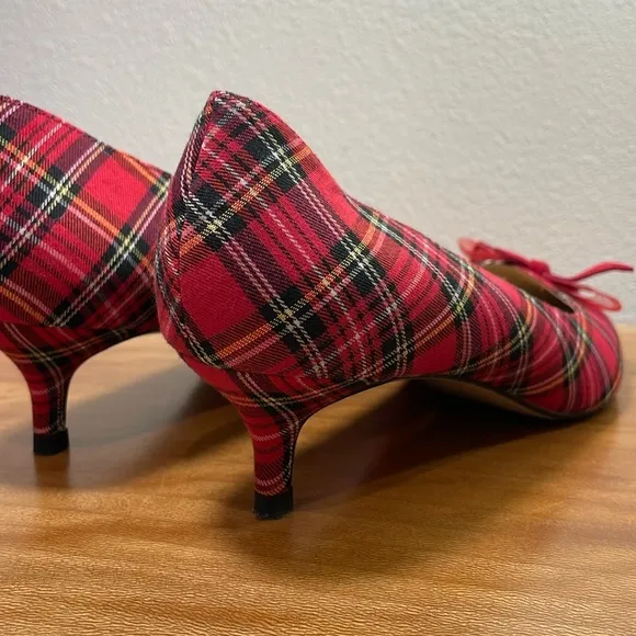 TALBOTS SYLVIE BOW KITTEN HEEL PUMPS TARTAN PLAID Women’s Size 10M