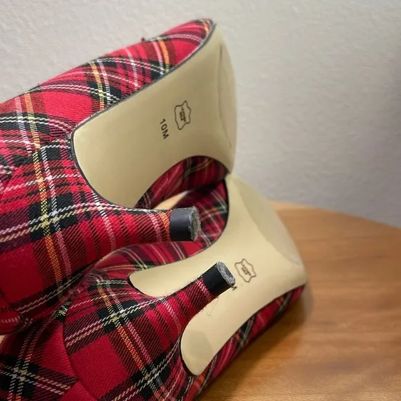 TALBOTS SYLVIE BOW KITTEN HEEL PUMPS TARTAN PLAID Women’s Size 10M