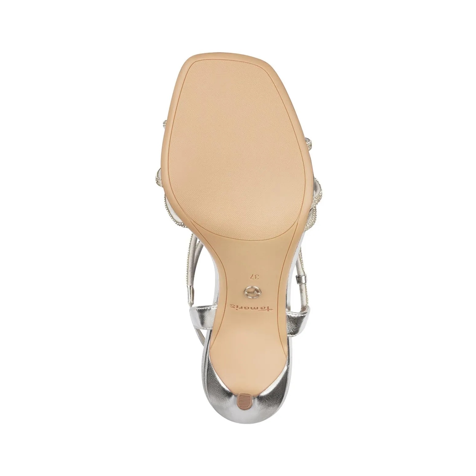 Tamaris Strappy High Heel Diamante Sandal Silver