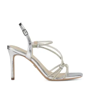 Tamaris Strappy High Heel Diamante Sandal Silver