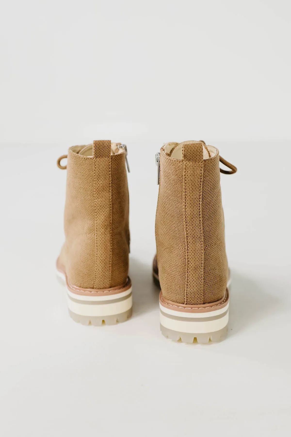 The Camilla Linen Military Bootie | Latte