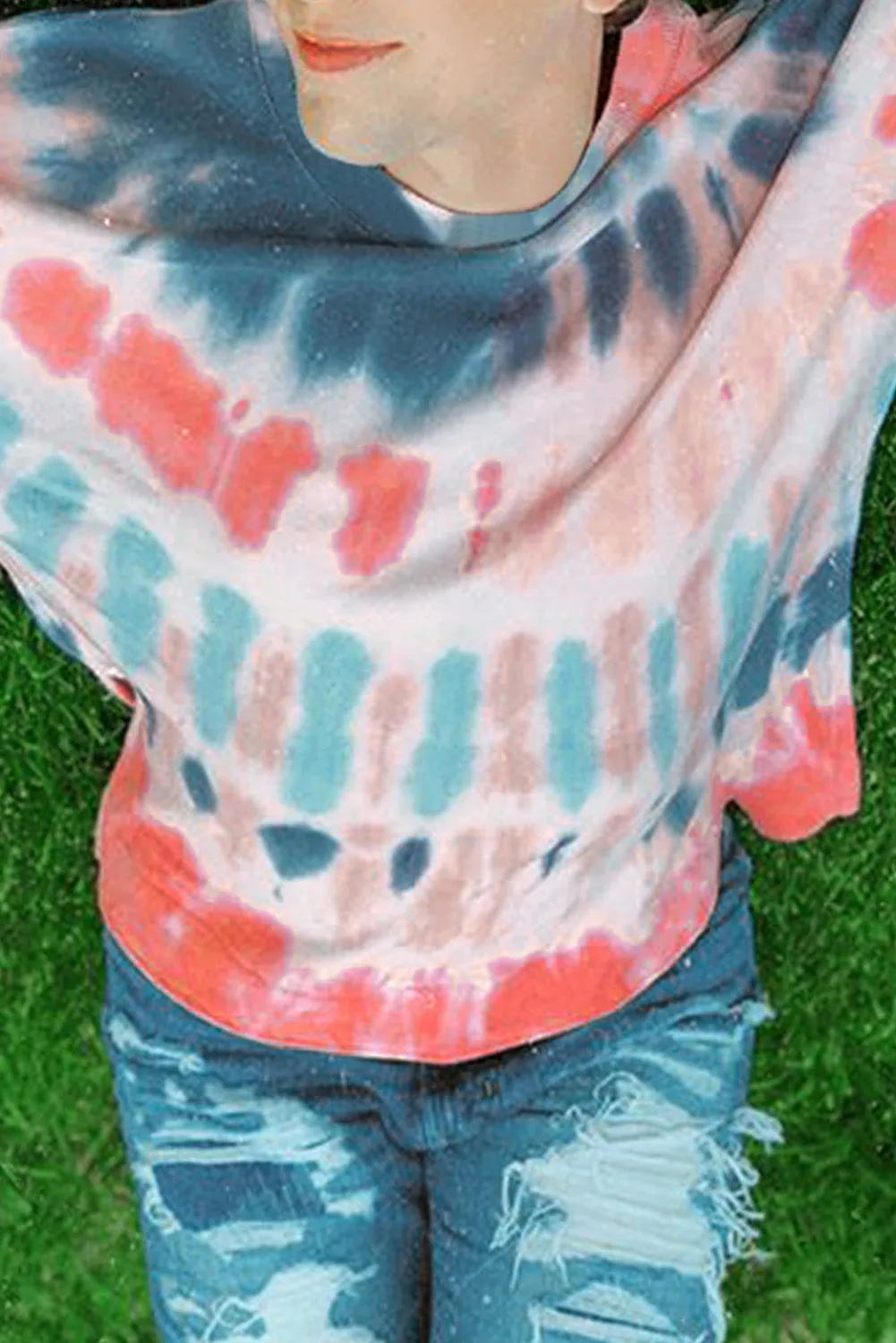 Tie-dye Side Slits Pullover Sweatshirt
