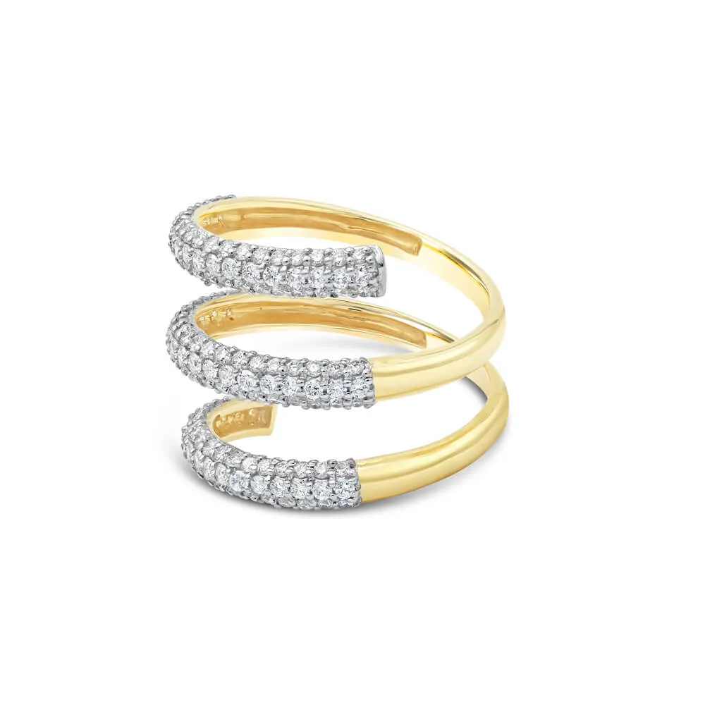 Triple Loop Diamond Fashion Ring in Yellow Gold