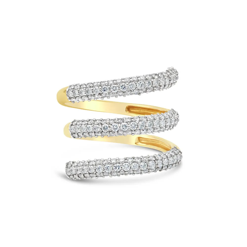 Triple Loop Diamond Fashion Ring in Yellow Gold