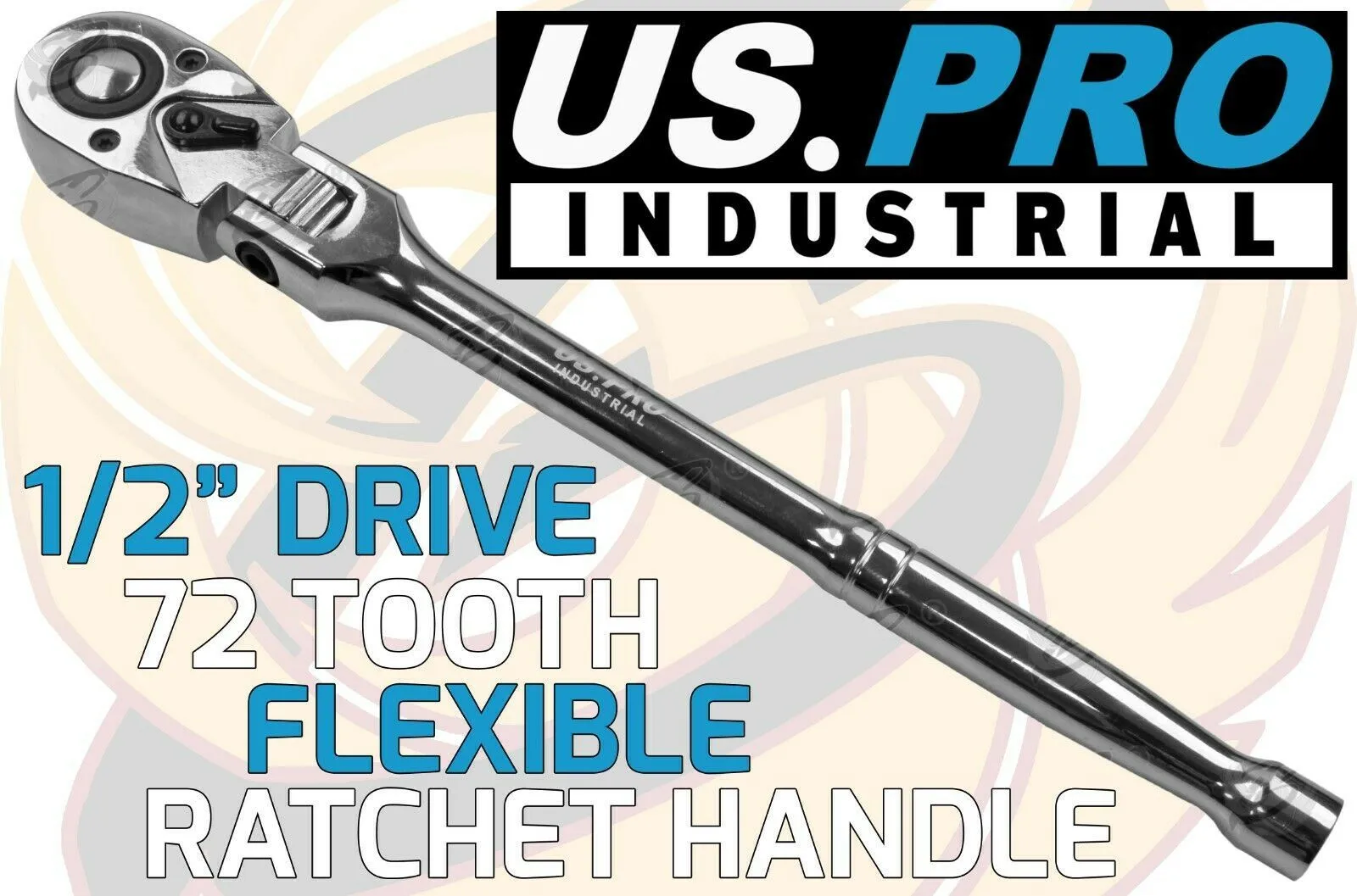 US PRO INDUSTRIAL 1/2" DRIVE 72 TOOTH FLEXIBLE RATCHET HANDLE