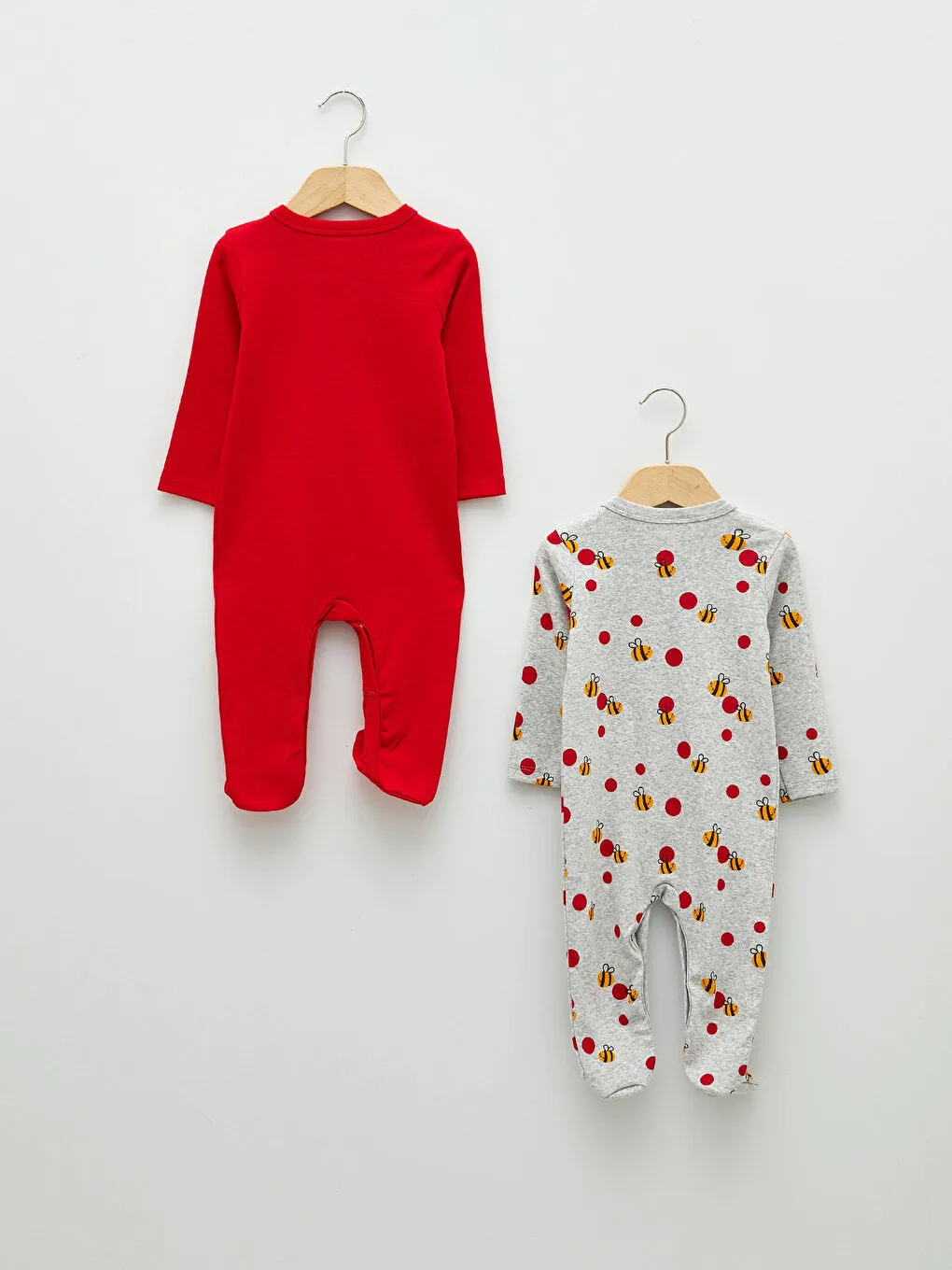 V-Neck Long Sleeve Printed Baby Girl Jumpsuit 2-pack