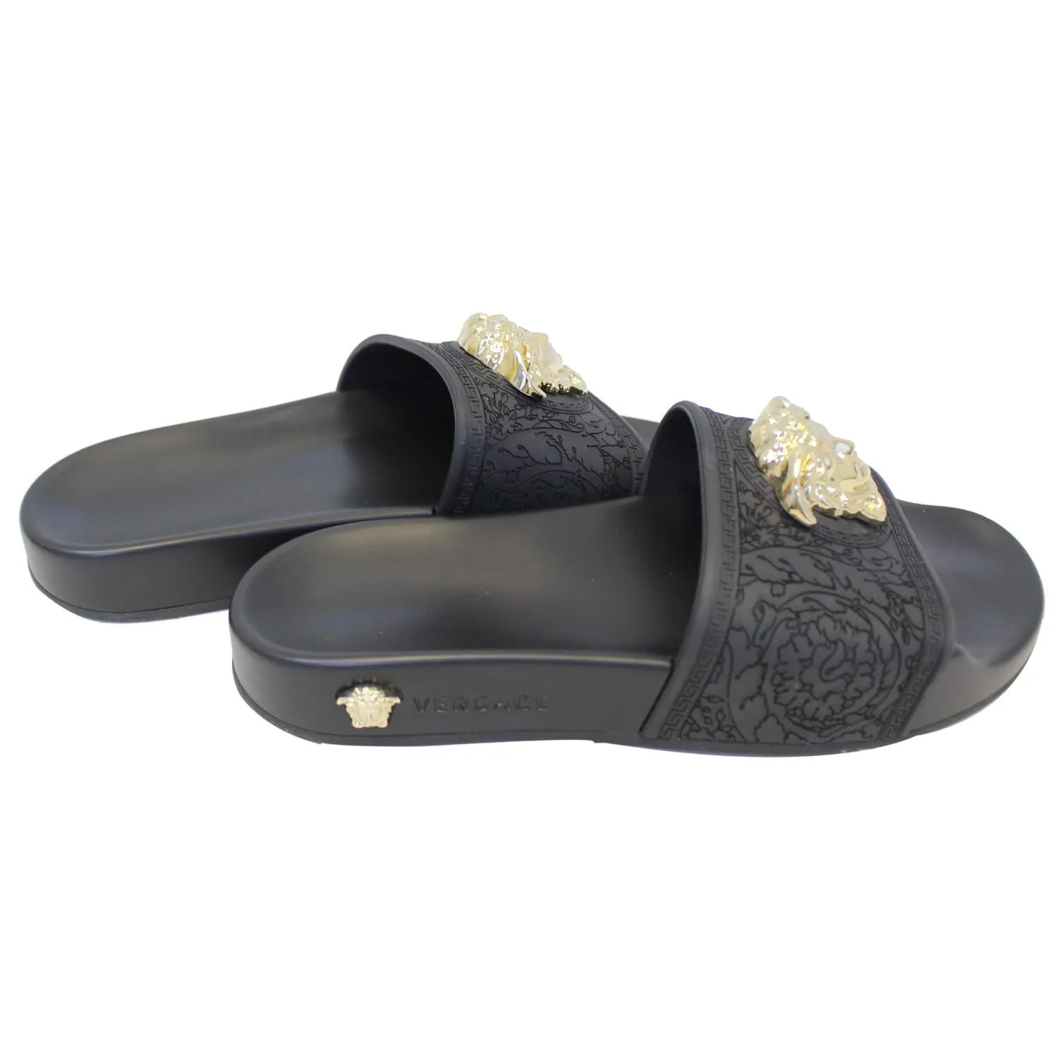 VERSACE Baroque Medusa Slides Sandals Black US 5