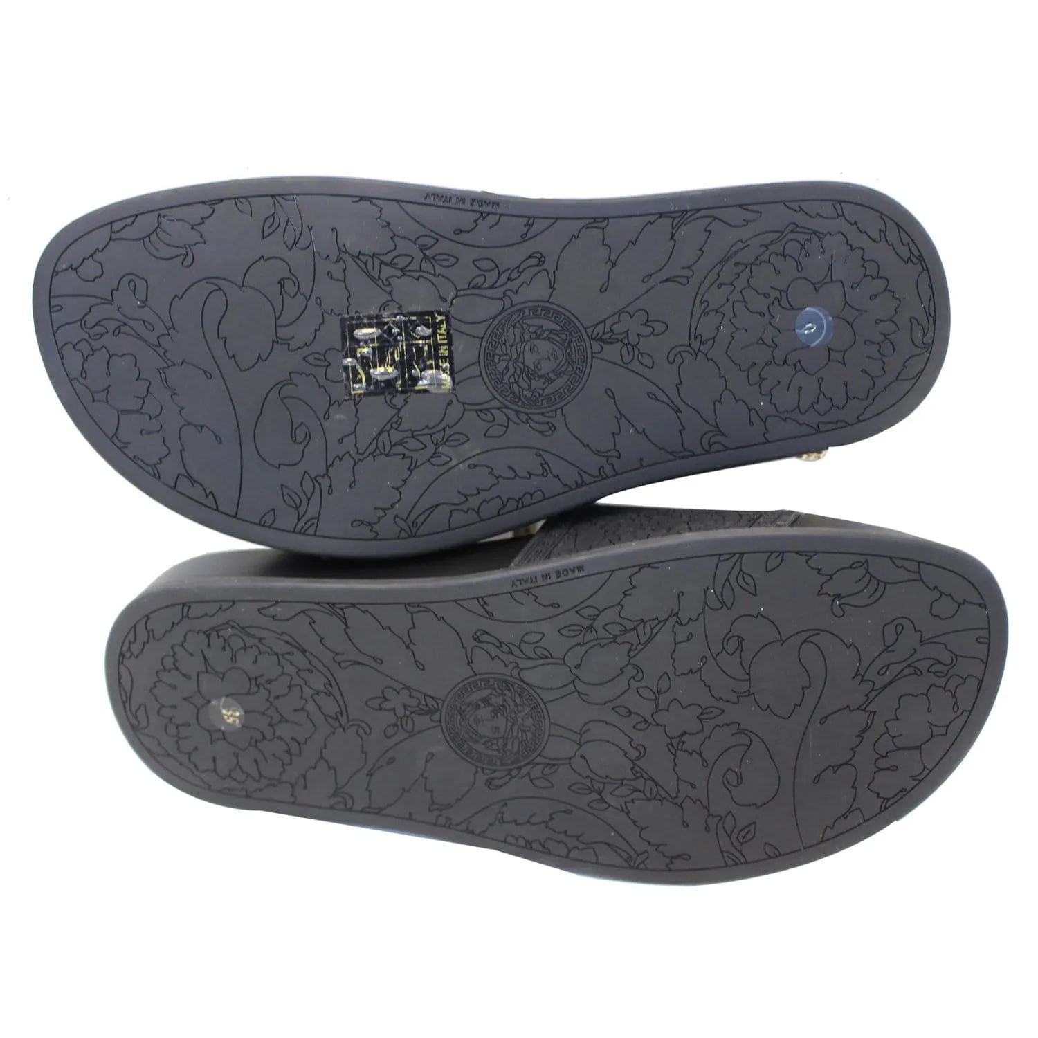 VERSACE Baroque Medusa Slides Sandals Black US 5