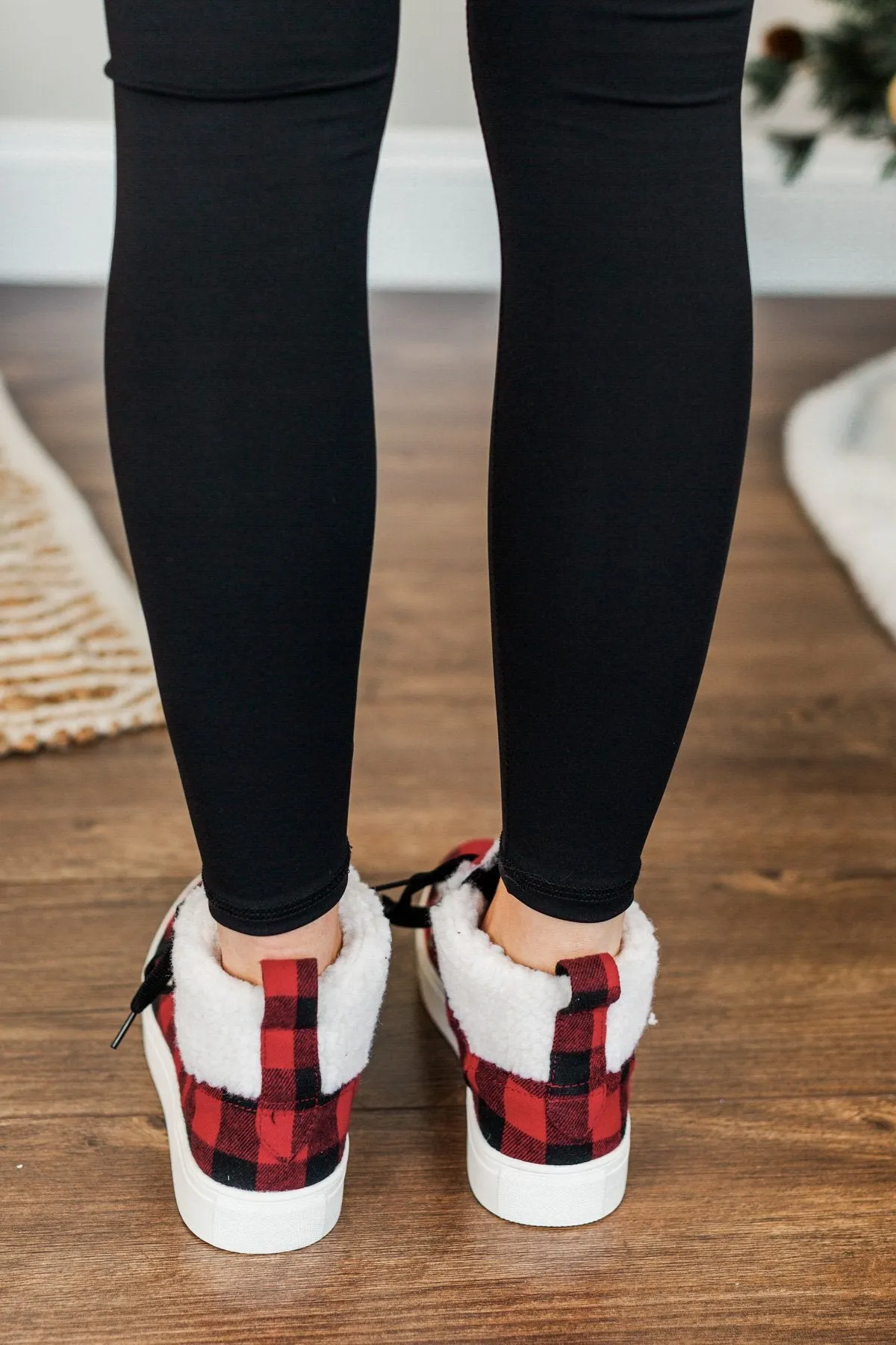 Very G Snuggly Sneakers- Red Buffalo Plaid