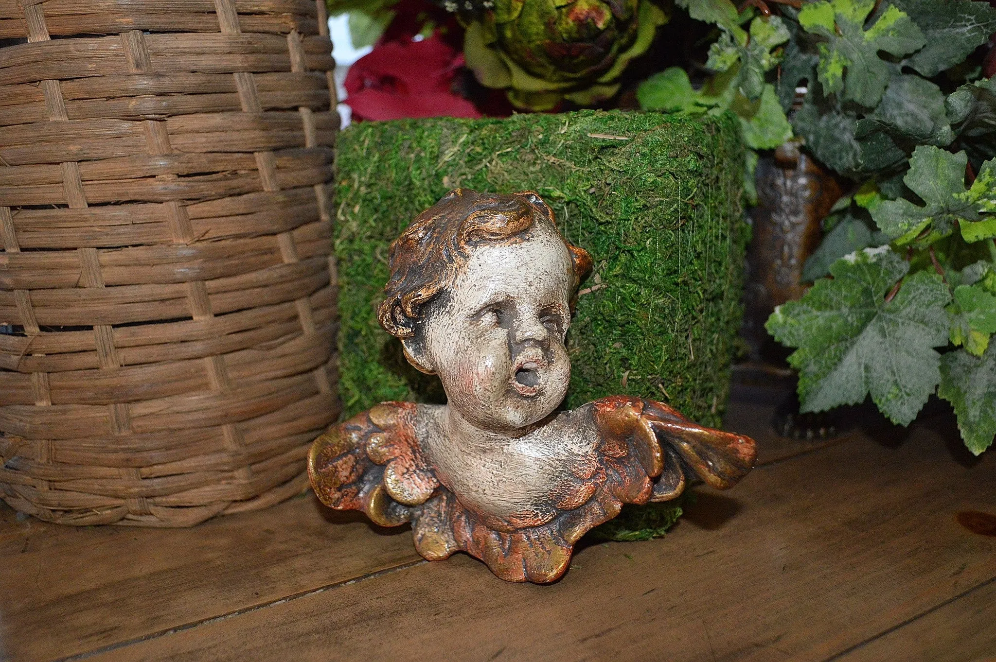 Vintage German Cherub Angel in Stoneware