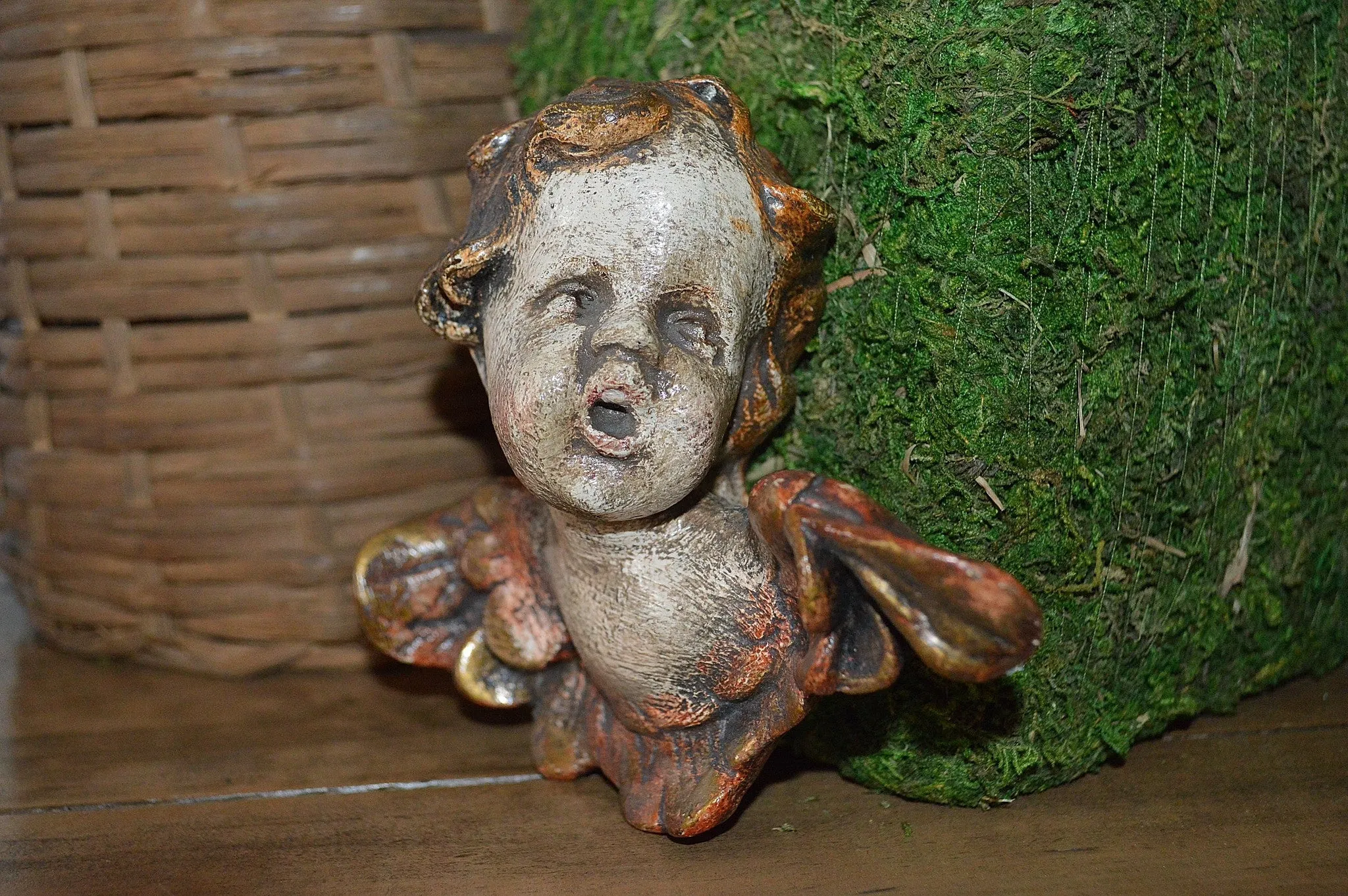 Vintage German Cherub Angel in Stoneware