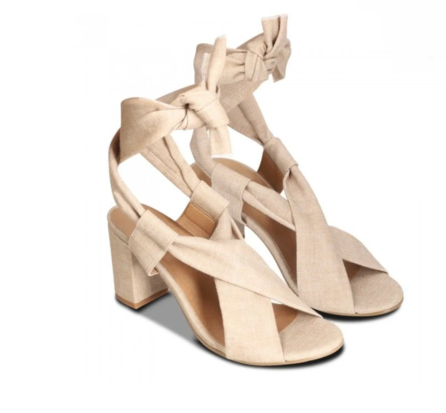 Violet Biege High-Heeled Knotted Sandal