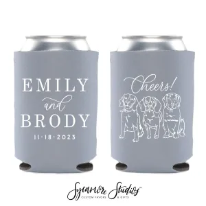 Wedding Can Cooler #214R - Custom Pet Illustration