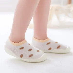 White Dotted Brown Silicone Socks Shoes 2712 A
