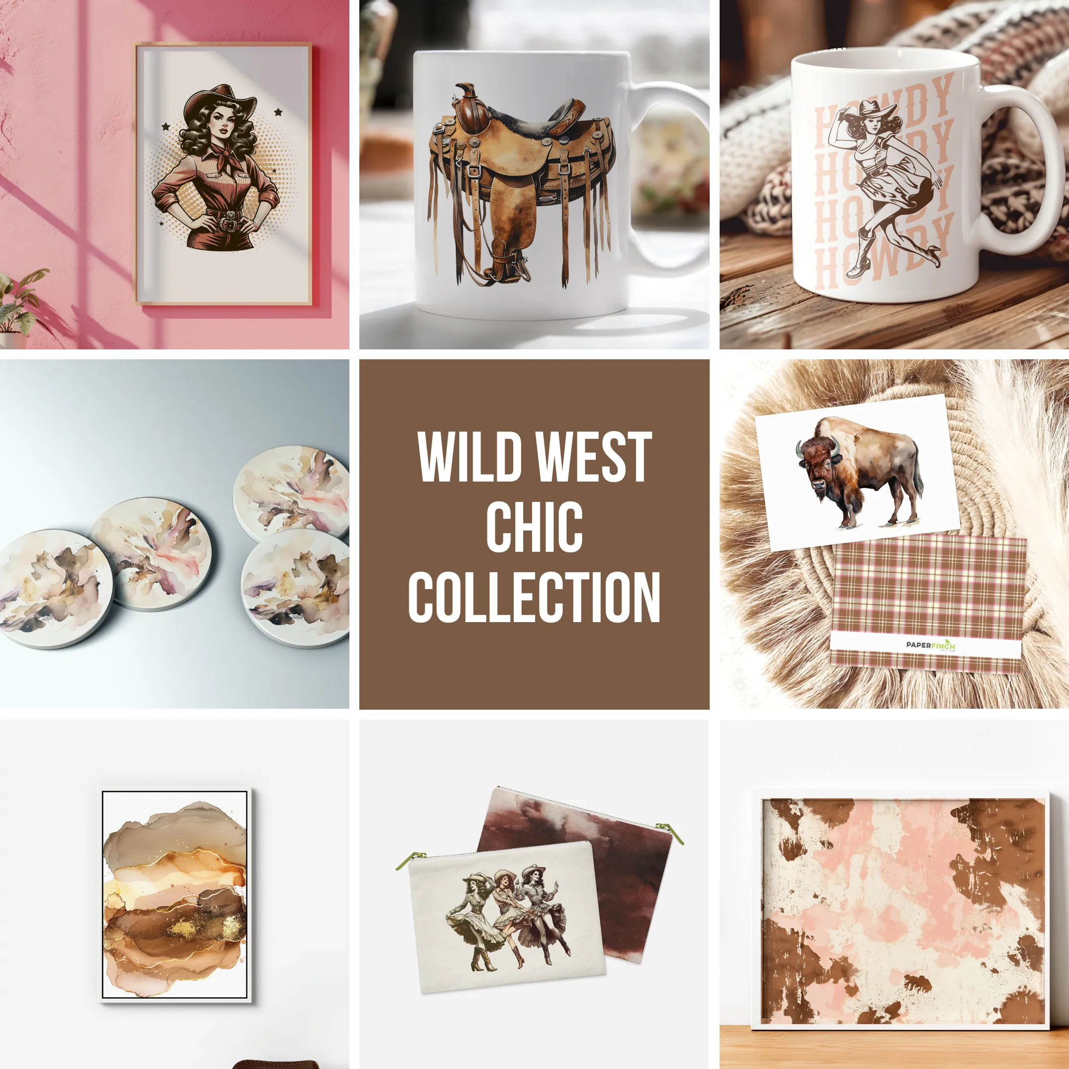Wild West Chic 'Howdy' Retro Cowgirl Greeting Card – A2 Size greeting card | Wild West Chic Collection