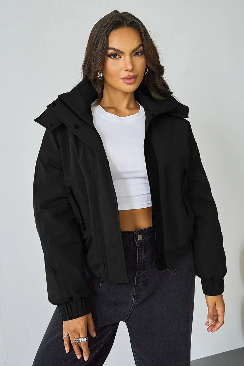 Women's Camel Street Stand Collar Hooded Zip-Up Long Sleeve Trench Coat With Toggle