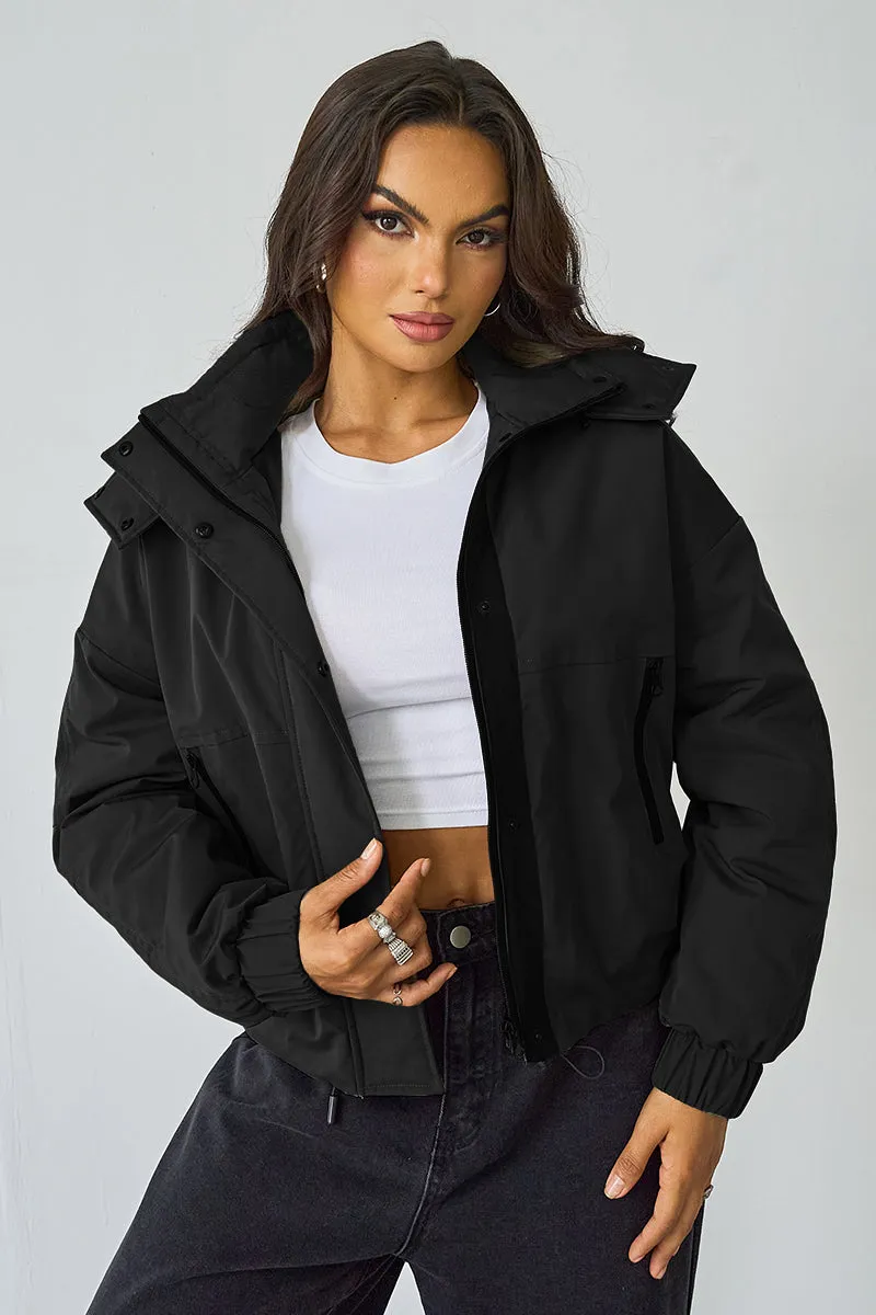 Women's Camel Street Stand Collar Hooded Zip-Up Long Sleeve Trench Coat With Toggle