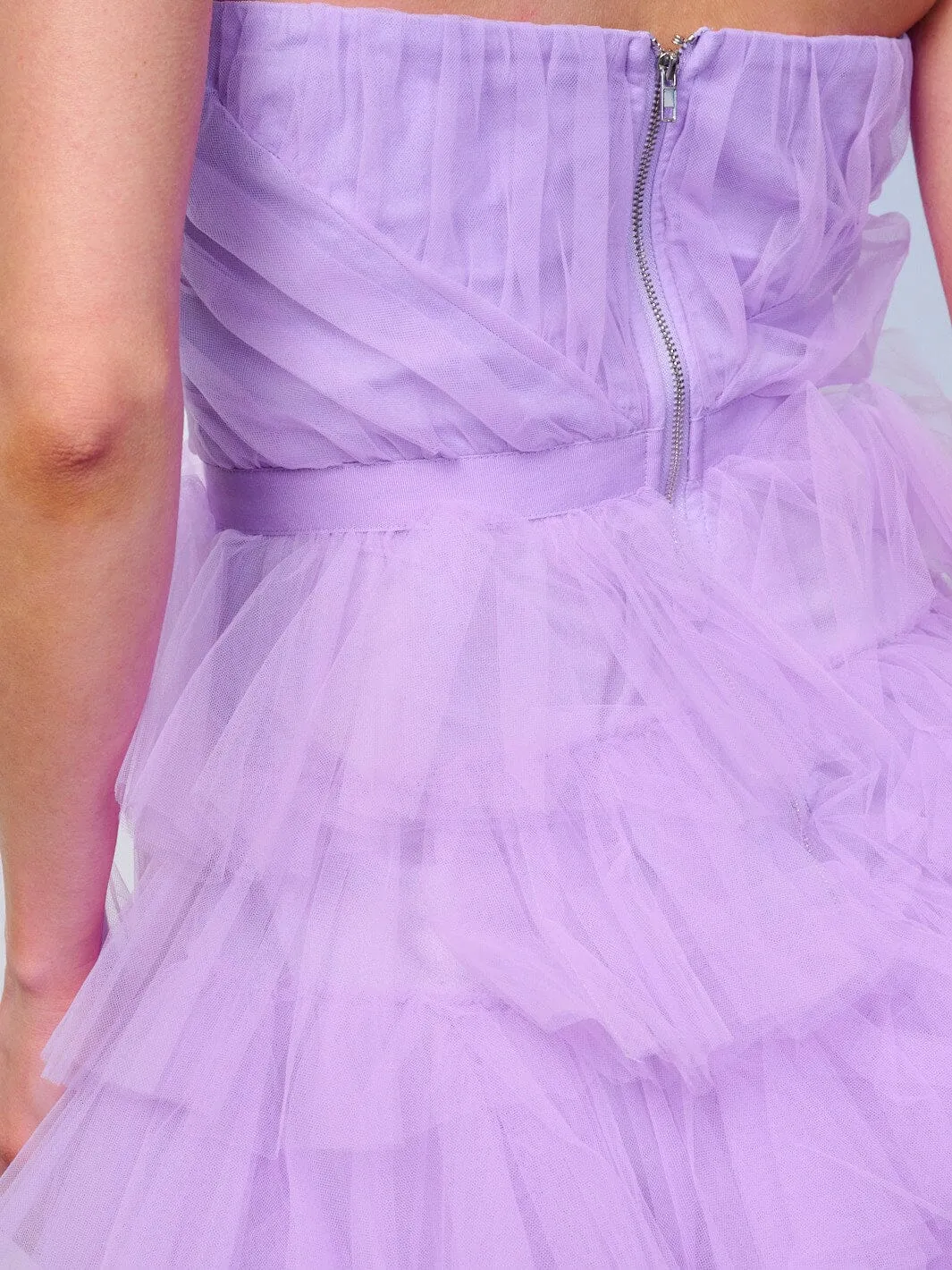 WOMEN'S SLEEVELESS SURPLICE TIERED RUFFLE HIGH-LOW MINI DRESS
