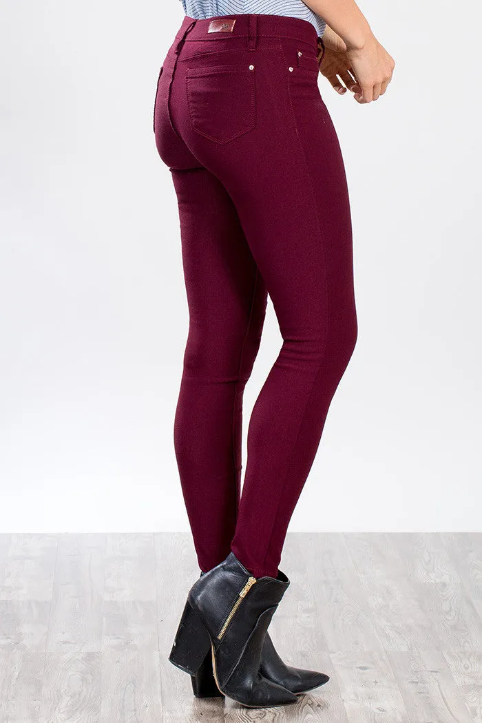 YMI WannaBettaButt | Missy Hyper Stretch Skinny Maroon